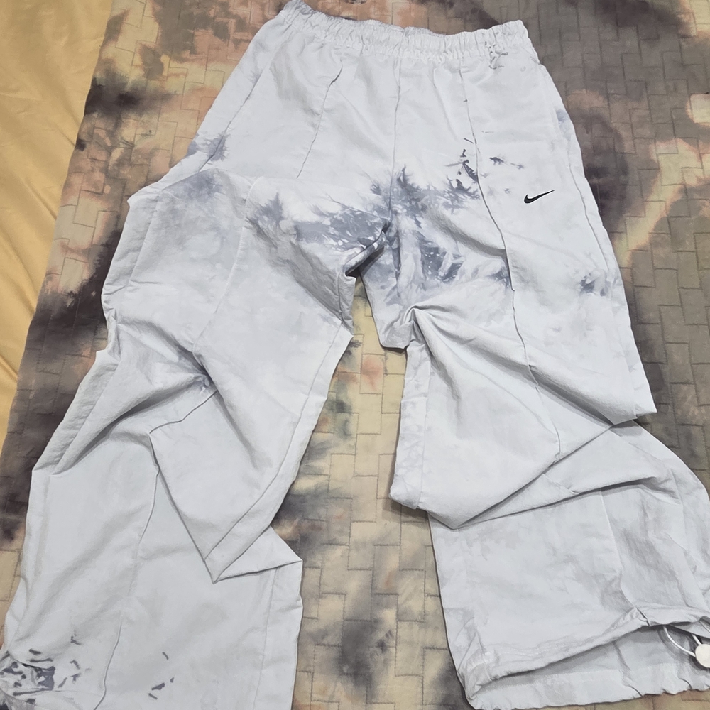 Nike Light Gray Tie-Dye Track Pants with Swoosh